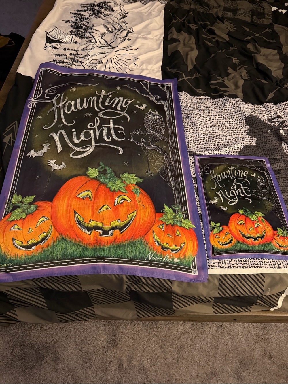 Haunting Night Pumpkin Halloween Flags.